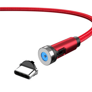 Câble de chargement de données rotatif CC56 USB vers Type-C / USB-C à interface magnétique avec prise anti-poussière, longueur du câble : 2 m (rouge) SH502B402-20